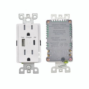 Amerikaanse 15a 125V Snelle Oplader Usb Stopcontact Fraudebestendige Elektrische Witte Vergaarbak Plastic Cetl Vermeld - Product Image 2