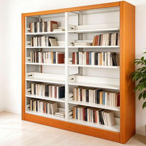 Fournisseur d'usine : <span class=keywords><strong>Bibliothèque</strong></span> métallique et en bois à double face avec rangement pour mobilier de <span class=keywords><strong>bibliothèque</strong></span> scolaire - Product Image 1