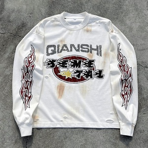 Designer <b>Shirt</b> for <b>Men</b> Distressed Vintage Printed Oversized <b>T</b>-<b>shirt</b> Graphic Thermals Longsleeve 100% Cotton <b>Long</b> <b>Sleeve</b> <b>t</b> <b>Shirt</b> - Product Image 1