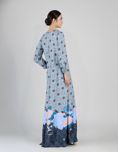 Kilang OEM Jahit Pukal Borong Kebaya Riau Tie Dye Cotton Wrinkled Casual Breathable Private Label Production Muslimah Modest Set - Product Image 2