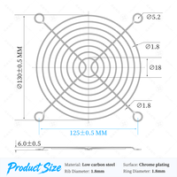 Grille de protection industrielle GBOC 140 mm en fil métallique argenté pour ventilateur axial de refroidissement 14 cm (5,51 pouces)