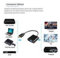 Adaptador Convertidor HDMI a VGA, Cable de Conversión HDMI, Full HD 1080P HDTV, HDMI Macho a VGA Hembra para PC, Computadora Portátil, Hdmi2vga