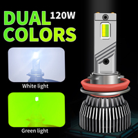 Luz Antiniebla LED de Doble Color de 120W CSP3570 de Alta Potencia Verde Lima H10 9145 880 881 H27 PSX24W 5202 PSX26W P13W Compatible con Canbus para Mazda