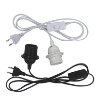 Cordon de lampe E27 avec support à vis, en plastique, couleurs blanc et noir, longueur 1,8 mètre, interrupteur marche/arrêt et prise