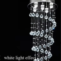 Lustre suspendu moderne en spirale avec boules de cristal K9 de luxe pour salon à plafond haut et escalier