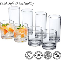 Vente en gros 12oz 16oz tasse à eau en verre de fête de whisky propre rechargeable de luxe avec logo personnalisé