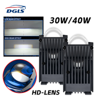 DGLS N40D 30W 40W 4000LM Phare auxiliaire LED pour moto et voiture, lentille de projecteur HD, faisceau haut/bas, ventilateur de refroidissement, portée 300m, 5500K