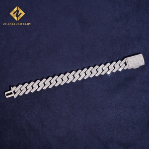 Zuanfa Jewelry Lab Grown Diamond Bracelet Popular 15mm Cuban Chain Cuban Link Chain Necklace Bracelet <b>Men</b> Iced Out Diamond 925 - Product Image 6