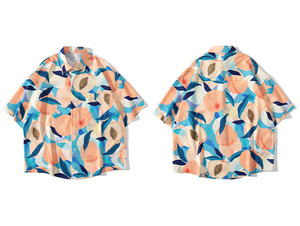 New Hip Hop Streetwear Hawaiian Men's <strong>Shirt</strong> <strong>Peach</strong> Print Beach <strong>Shirt</strong> Casual Short Sleeve <strong>Shirt</strong> - Product Image 4