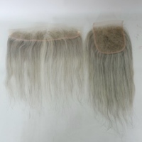 Prix d'usine Extensions de cheveux 5*5 en dentelle transparente couleur sel et poivre avec closure, en cheveux humains vierges pour intégration en maille