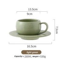 Ensemble tasse à café et soucoupe en céramique vintage de style japonais, écologique, 280 ml, pour latte, cappuccino, accessoires de cuisine à domicile