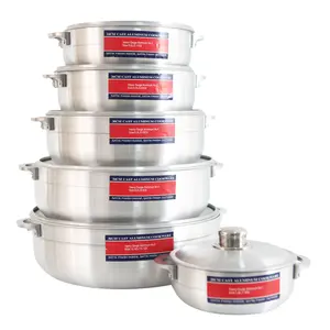 High Quality 6pcs Set Aluminum Polished Deep Cooking Pots Large Cookware Sets With Different Sizes 20cm-36cm