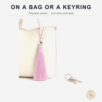 Pendentif à pompon en alliage de zinc, perle en polyester, porte-clés, breloque de sac, 120 mm, perle de 10 mm, couleur personnalisée
