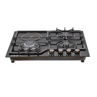 Cuisinière à gaz 3 feux et 1 électrique, 4 brûleurs, encastrable, plaques vitrocéramiques, gaz GPL/GN, pour cuisine domestique, fabrication OEM/ODM