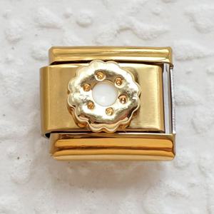 Bracciale <span class=keywords><strong>Charm</strong></span> Italiano Fai-da-te di Tendenza - Orsetto, Ciondolo a Corno, Ciambella in Acciaio Inossidabile 304 Dorato 9mm, Gioielli alla Moda - Product Image 3