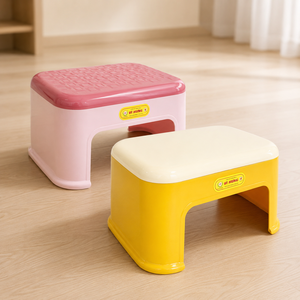 PP Plastic Eco-Friendly <b>Low</b> <b>Stool</b> Two Tone Checkered Design Removable Cover Lightweight Durable Ottoman Seat Bedroom School - Product Image 4