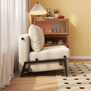 Canapé-<span class=keywords><strong>lit</strong></span> moderne pliable de haute qualité à double usage avec cadre métallique et tissu écologique, idéal pour appartement et chambre à coucher - Product Image 3