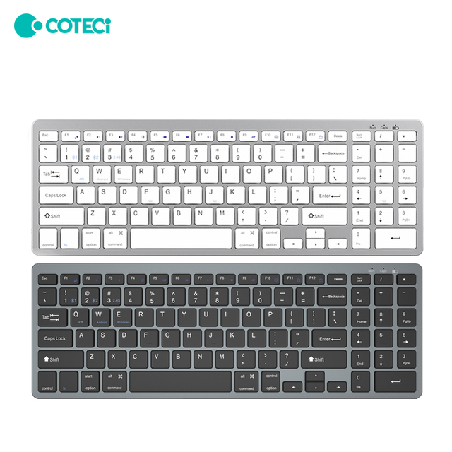 COTECi Office Home Use Light Ultra Thin Rechargeable Quiet Easy Typing 95 Keys BT 2.4G USB Laptop Wireless Keyboard for Desktop