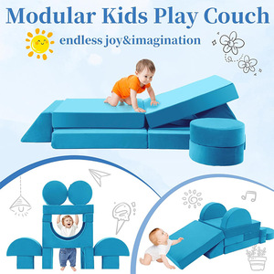 Canapé de jeu modulaire pour enfants, mousse haute densité, formes géométriques, structure d'escalade intérieure, unisexe - Product Image 1