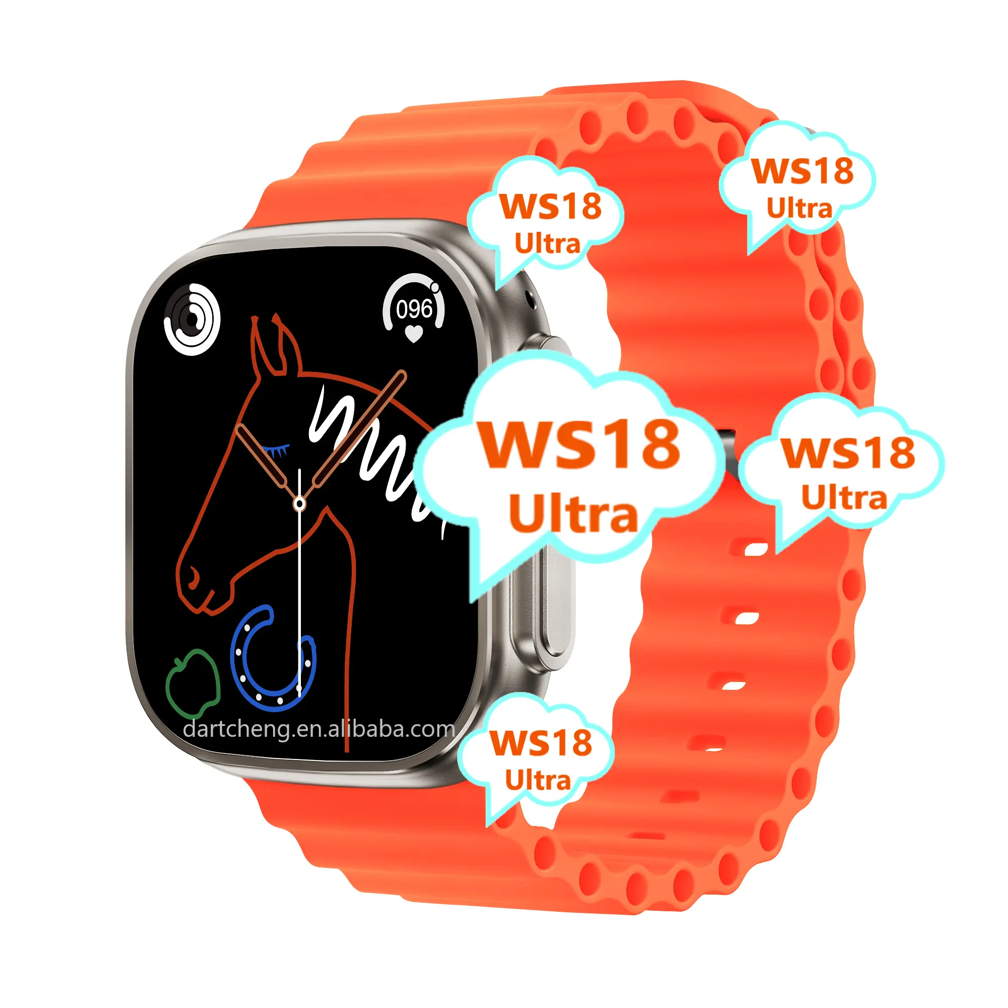 High-end ws18ultra series8 ultra smartwatch 49mm heart rate sensor sos compass ws 18 ws18 ultra 8 smart watch with screws