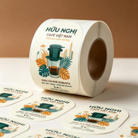 Autocollants personnalisés pour emballages de café, étiquettes en vinyle autocollantes imperméables de qualité alimentaire, logo imprimé en rouleau pour gobelets à café, gobelets à boissons