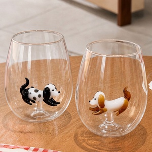 3 Boyutlu Sevimli Köpek Figürlü Yüksek Borosilikat Cam Bardak, El Yapımı Şeffaf Cam Su Bardağı, Meyve Suyu, Şarap, İçecek, Ev Dekorasyonu, Hediye - Product Image 1