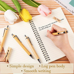 Custom Bamboo <b>Ballpoint</b> <b>Pen</b> Retractable 0.5mm Black Ink Eco-Friendly Laser Engraving Writing Gift for Office Promotions - Product Image 2