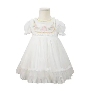 2024 Girls' Dress for 4 Year Old Cheap China Wholesale Kids Clothing with Pattern Flowers Embroidery Beading Appliques