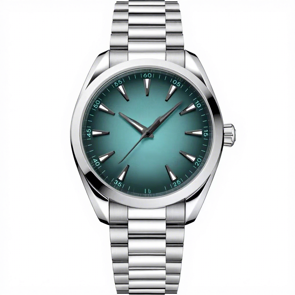 Black-to-green gradient steel strap