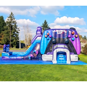 Niveau supérieur <span class=keywords><strong>toboggan</strong></span> vidéo Gamer thème Combo maison de rebond <span class=keywords><strong>toboggan</strong></span> <span class=keywords><strong>aquatique</strong></span> piscine contrôleur de <span class=keywords><strong>jeu</strong></span> gonflable château gonflable cavalier Moonwalk - Product Image 1