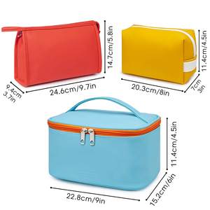 Trousse de maquillage en fil vintage à fermeture éclair étanche grande capacité sacs de rangement cosmétiques pochette de voyage en polyester pour sac - Product Image 3