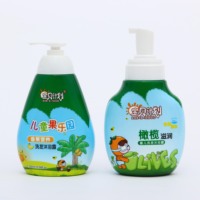 Étiquette de manchon rétractable en PET pour bouteille de mousse de bain Étiquettes imprimées pour bouteille de nettoyant pour le corps détergent