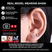 Piercing corporel en titane ASTM F136 G23 hypoallergénique pour tragus, cartilage, hélix, conque, nez, avec zircon cubique (CZ) rond et taille marquise, pour femme