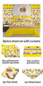 ODM/OEM King Size 8 Pieces Bed <strong>Sheet</strong> Blue Floral Printed Curtains Polyester Pillowcases Light-industry-daily-use Bedspread Set - Product Image 5