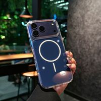 Étui magnétique antichoc en TPU+PC ultra-résistant transparent avec support pour téléphone portable pour iPhone 17 Pro Max/17 Pro/16/15/14/13/12/11