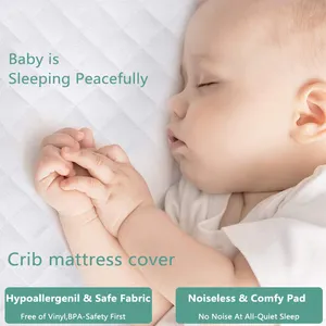 Hypoallergenic Knitted Terry Cotton Bed Mat Waterproof Washable Solid Mattress Cover For Baby Crib Home Hospital Use Plain Dyed
