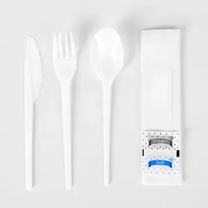 Disposable Eco-friendly Plastic Cutlery 163mm Fork Knife Spoon Set