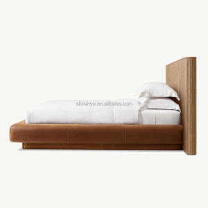 Высококачественный однотонный дубовый каркас кровати во французском стиле с кожаной основой, удлиненная панель для дома, спальни, квартиры - Product Image 3