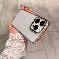 Coque de téléphone transparente souple avec cadre d'appareil photo électroplaqué pour iPhone 17e 17 Air 18 16e 15 14 13 12 11 Pro Max X XS MAX 8 Plus