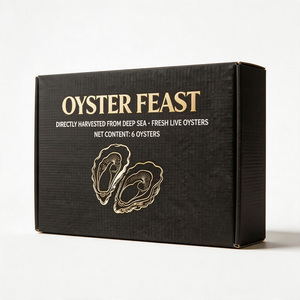 Caja de Embalaje Premium Negra Mate para Ostras, con Logotipo Personalizado, de Cartón Corrugado Impermeable de Grado Alimenticio, para Postres - Product Image 2