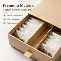 Boîte cadeau à thé en kraft recyclable HuanXing avec compartiments divisés, emballage en papier pour sachets de thé, vente au détail et cadeaux d'affaires