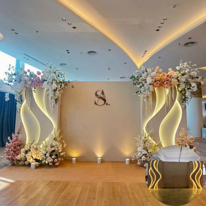 SMOOTH Luxury Customized <b>Wedding</b> Backdrop Acrylic Wall Panel S Shape LED PVC <b>Arch</b> Stand Wall Backdrop - Product Image 1