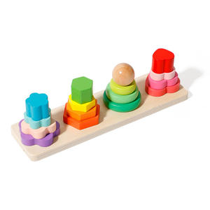 Onshine <b>Montessori</b> Four Column Tower Wooden Stacking <b>Toy</b> <b>For</b> Toddlers <b>3</b>+ <b>Years</b> <b>Old</b> Geometry Shape Matching Educational <b>Toy</b> - Product Image 2