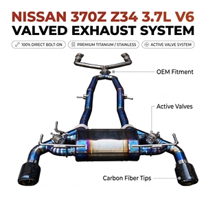 ท่อไอเสียแบบ Catback วาล์วไทเทเนียม Vortex สำหรับ Nissan 370Z Z34 3.7L V6 ปี 2009-2020 พร้อมรีโมทคอนโทรล เสียงดุดัน สีฟ้าเบิร์น - Product Image 1