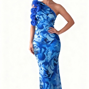 ชุดเดรสแฟชั่นเซ็กซี่ลายดอกไม้ 3 มิติ แบบไม่มีแขน ช่วยกระชับสัดส่วนสำหรับผู้หญิง - Product Image 1