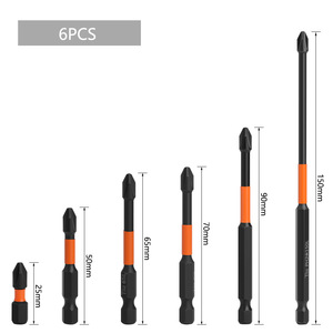 6Pcs Impact Drill <b>Bits</b> S2 Steel Phillips Head Magnetic Insulated 25mm To 150mm <b>Set</b> For Electric Power Drill - Product Image 1