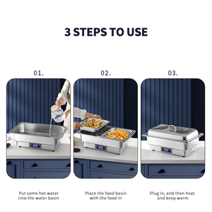 WINNERS Ensemble de chauffe-plats électriques en acier inoxydable Chauffe-plats pour buffet à température réglable Bain <span class=keywords><strong>Marie</strong></span> avec couvercle à rabat visible - Product Image 5