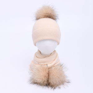 Precioso gorro de lana de Cachemira para niños con bufanda, pompón de piel extraíble, conjunto de gorro y bufanda para niños, conjunto de bufanda y gorro para niños - Product Image 3