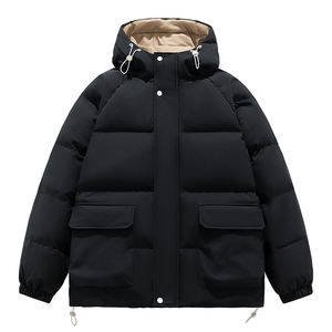 Chaqueta acolchada de plumón con logo personalizado para niños, nueva colección de invierno, holgada y cálida, estilo pareja, tendencia Aozi Hong Kong, gruesa con capucha. - Product Image 3