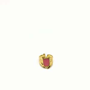 Fashion <b>Ring</b> 316L Stainless Steel PVD Gold Plating Red Inlay <b>Statement</b> Jewelry - Product Image 1